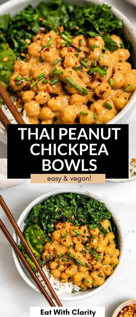 Peanut Chickpea, Veggie Meals, Meatless Mondays, Veggie Bowl, Plant Based Meals, Buddha Bowls, Tasty Vegetarian Recipes, Vegan Meal Prep, Vegetarian Dinners