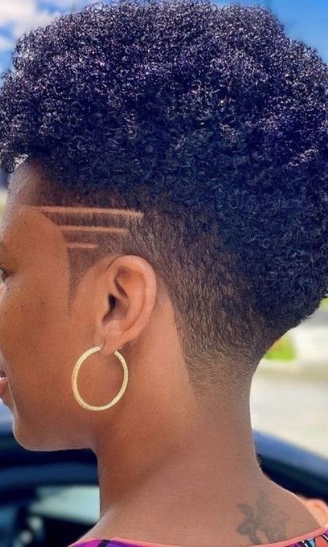 Haircut For Black Women | Dezango Female Tapered Fade, Shaved Hair Designs For Women Black, Black Women Short Haircut Fade Designs, Girl Fade Haircut Black Women, Black Woman Haircuts, Fade Haircut Women Black, Taper Cuts For Black Women, Barber Haircuts For Women, Haircut Hairstyles Women