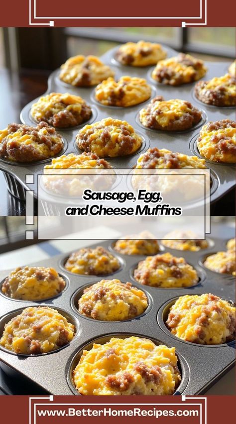 Make mornings easier with these homemade sausage, egg, and cheese muffins—great for meal prep. Breakfast Sausage Muffins, Sausage Egg Cheese Muffins, Sausage Muffin, Sausage Breakfast Muffins, Simple Keto Diet, Sausage Egg Muffins, Sausage Egg And Cheese Muffins, Egg And Cheese Muffins, Keto Breakfast Muffins