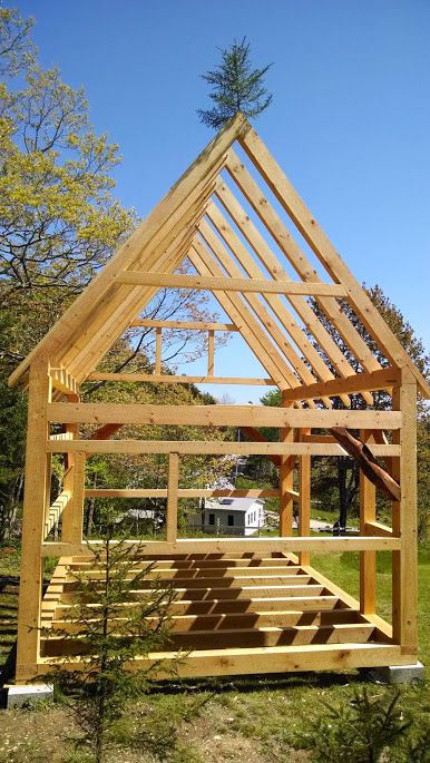 Tiny Timber Frame, Timber Frame Garage, Timber Frame Plans, Small Barn House, Timber Frame Cabin, Farm Style House, Timber Frame Building, Timber Frame House, Aesthetic Cottage