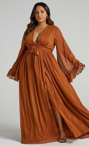 Rust Satin Dress, Satin Dress Plus Size, Rust Maxi Dress, Plus Size Wedding Guest Outfits, Split Dress Thigh, Rust Color Dress, Holiday Maxi Dress, Maxi Dresses Uk, Burnt Orange Dress