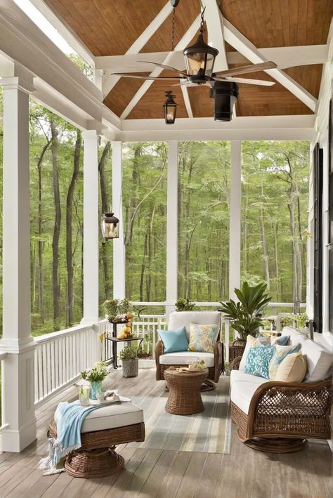 - porch ideas
- outdoor comfort
- screened-in porch
- outdoor living Small Screened Porch Designs, Screened In Porch Furniture Ideas, Cozy Screened In Porch, Small Screened Porch, Outdoor Porches, Screened In Porch Furniture, Cabinets Colors, Light Oak Floors, Coastal Color Palette