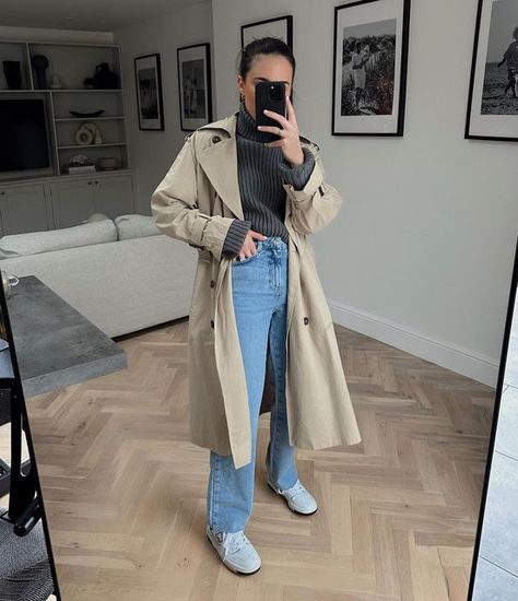 Jessica Taylor on Instagram: "Trench Tuesdaayyss 🤟🏼 Outfit @zara Trainers @newbalance" Crystal Pants, Casual Trench Coat Outfit, Zara Trench Coat, Longline Trench Coat, Bridesmaids Jumpsuits, Faux Leather Jeans, Oversized Trench, Tan Trench Coat, Oversized Trench Coat