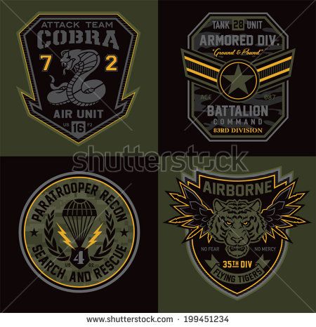 Special unit military patches - stock vector Military Emblems, Military Graphics, Military Logo, Logo Game, Military Design, Military Patch, Badge Design, Military Inspired, Patch Design