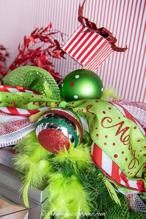 Grinch Christmas Garland Diy, Grinch Mantle, Grinch Garland Diy, Grinch Mantle Decor, Grinch Christmas Ideas, Grinch Garland, Grinch Village, Christmas Mantel Garland, Cut Snowflakes