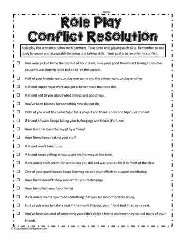 Role Play Examples Social Skills Role Play Activities, Emotional Regulation Worksheets Free Printable, Role Playing Activities For Kids, Conflict Resolution Activities For Kids, Conflict Resolution For Kids, Conflict Resolution Activities, Conflict Resolution Worksheet, Group Therapy Activities, Conflict Resolution Skills