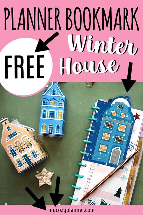 Are you looking for a free printable planner bookmark for this winter? Here it is! This cute Winter House bookmark fits for any planner or bullet journal. Grab it here for free and make your planner cuter! Diy Planner Bookmark, Happy Planner Punch, Happy Planner Free Printable, Free Printable Bookmarks, Free Printable Planner, Planner Tabs, Planner Bookmark, Franklin Covey, Spiral Planners