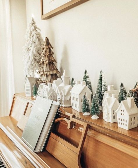 Christmas Piano, Piano Decor, Noelle Silva, Village Christmas, Minimal Christmas, Scandi Christmas, Christmas Decorating Ideas, Christmas Time Is Here, Christmas Inspo