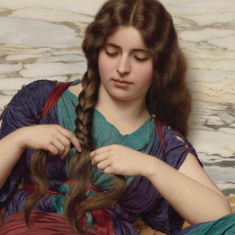 Treasures Of The Art World on Instagram: “Title: A Congenial Task Artist: John William Godward (1861–1922) Date: 1915 Medium: Oil on canvas Size: 77 x 77 cm Location: Private…” William Godward, John William Godward, Pre Raphaelite Art, Istoria Artei, Victorian Paintings, Oil Painting Inspiration, Arte Van Gogh, Iranian Women Fashion, Digital Museum