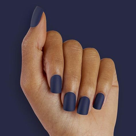 Matte Nails Fall, Short Nail Beds, Flake Nail, Blue Matte Nails, Best Press On Nails, Navy Nails, Nail Beds, Matte Nail Polish, Matte Nail