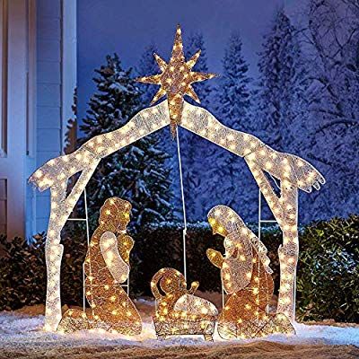 Amazon.com: Brylanehome Crystal Splendor Outdoor Nativity Scene (White,0): Home & Kitchen Decoracion Navidad Diy, Outdoor Nativity Sets, Outdoor Nativity Scene, Outdoor Nativity, Christmas Manger, Led Decoration, Christmas Nativity Set, Diy Outdoor Decor, Christmas Nativity Scene