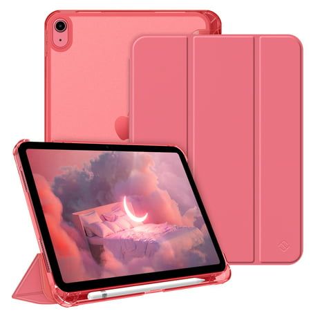 Materials: Premium synthetic leather with soft non-scratch microfiber interior front; Slim lightweight durable protective translucent frosted Back Cover. Compatibility: This case is designed for iPad 10th Generation 10.9 Inch Tablet 2022 Release (Model Number: A2696 / A2757 / A2777) ONLY; Will not be compatible with other iPad Tablets. Product Contents: 1x Fintie SlimShell Case PLEASE NOTE:Colors shown in pictures may slightly differ from actual product due to lighting and color settings. Color: Pink Ipad With Case, Ipad Case Pink, Ipad 10th Generation Case, Lockscreen Iphone Quotes, Ipad Things, Ipad Case With Pencil Holder, Ipad 10th Generation, Apple Ipad Accessories, Cute Ipad Cases