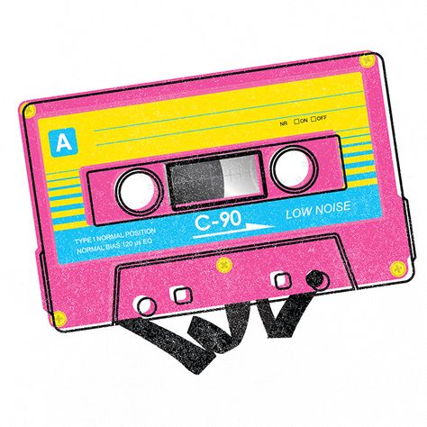 CMYK 90's on Behance 90s Illustration, 90s Graphic Design, Look 80s, خريطة ذهنية, 90s Art, 90s Design, 90s Theme, Arabic Art, Cassette Tape