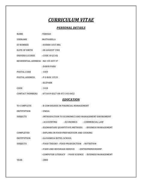 Cv Template South Africa, Cv Template Student, Cv Format For Job, Cv Templates Free Download, Curriculum Vitae Examples, Curriculum Vitae Format, Curriculum Template, Simple Cv Template, Simple Cv