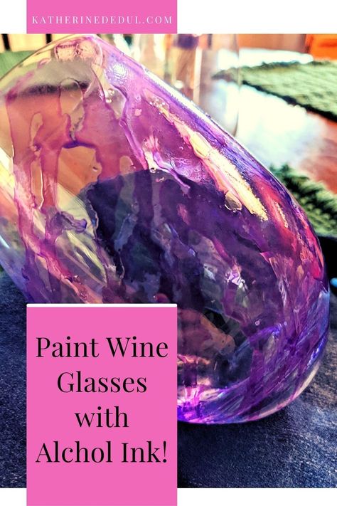 Using Alcohol Inks, Alcohol Ink Glass, Homemade Alcohol, Painting Glass Jars, Alcohol Ink Markers, Diy Wine Glasses, Alcohol Ink Crafts, Ink Crafts, Wine Glass Crafts