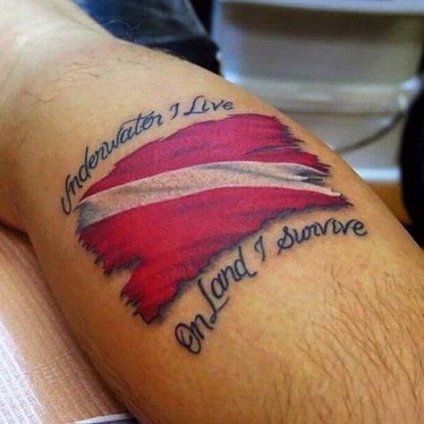 Dive Flag Tattoo, Scuba Diver Tattoo, Scuba Tattoo, Diving Tattoo, Scuba Diving Tattoo, Diver Tattoo, Flag Tattoos, Dive Flag, Diving Underwater