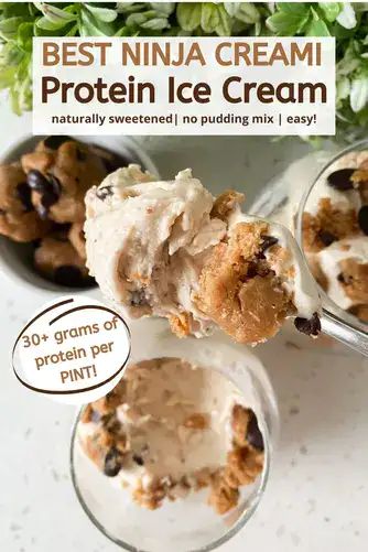 Best Ninja Creami Protein Ice Cream (No Pudding Mix   Easy!) %page Ninja Creami Recipes Without Pudding, Ninja Creami Ice Cream Recipes Using Pudding, Clean Simple Eats Ninja Creami Recipes, Healthy Creami Ninja Recipe, Creami Protein Ice Cream, Refrigerated Desserts, Ninja Creami Recipes, Ninja Creamy, Recipes High Protein