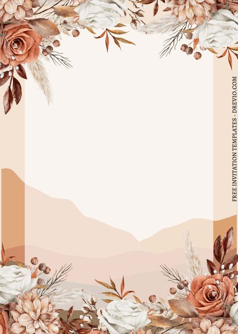 Bohemian Party Invitations, Boho Template Background, Floral Template Backgrounds, Blank Cards Design Free Printable, Boho Flower Background, Wedding Illustration Background, Boho Floral Background, Simple Floral Background, Template Design Ideas