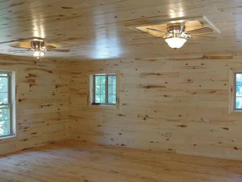 Knotty Pine Paneling (tongue & groove) | WoodHaven Log & Lumber - Aspen tongue & groove paneling Knotty Pine Living Room, Wood Paneling Update, Knotty Pine Decor, Wood Interior Walls, Knotty Pine Paneling, Ceiling Remodel, Knotty Pine Walls, Pine Wood Walls, Tongue And Groove Walls