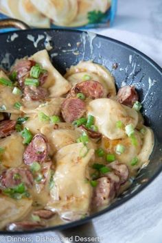 Pierogie Sausage Skillet - take a little shortcut from the store and turn pierogies into a quick and easy hearty meal with your favorite smoked sausage. Pierogi And Sausage Recipe, Perogies Recipe, Sausage Skillet, Smoked Sausage Recipes, Pierogi Recipe, Skillet Dinners, Hearty Meal, Smoked Sausage, Sausage Recipes