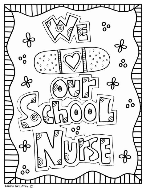 School Events Coloring Pages and Printables - Classroom Doodles Appreciation Coloring Pages, School Nurse Appreciation Gifts, Classroom Doodles, School Nurse Appreciation, Appreciation Gifts Diy, Nurse Appreciation Week, Education Week, Barbie Coloring Pages, Nurse Office