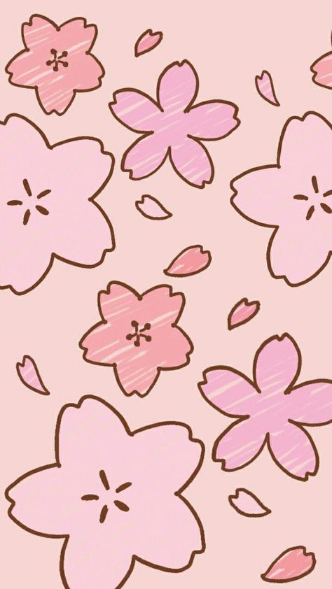 Cute Kawaii Wallpaper Pink, Aesthetic Wallpaper Iphone, Cartoon Flowers, Sakura Flower, Flower Background Wallpaper, Backgrounds Phone Wallpapers, Pretty Wallpaper Iphone, Simple Wallpapers, Kawaii Wallpaper