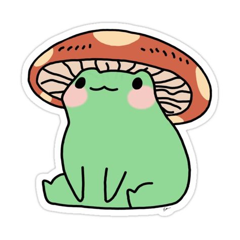 Decorate laptops, Hydro Flasks, cars and more with removable kiss-cut, vinyl decal stickers. Glossy, matte, and transparent options in various sizes. Super durable and water-resistant. JUST LOOK AT HIS HAT Cold Places, Mushroom Frog, Frog Pictures, Frog Drawing, Mushroom Hat, Arte Van Gogh, Frog Design, Frog Art, Cute Animal Drawings Kawaii