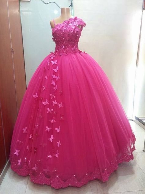 Hot Pink Ball Gowns Princesses, Bright Pink Sweet 16 Dress, Vestidos Color Fucsia, Sweet 16 Dresses Long, Hot Pink Quinceanera Dresses, Pink Sweet 16 Dress, Hot Pink Prom Dress, Debut Dresses, Poofy Dress