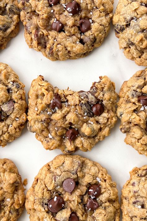 Oatmeal Raisin Chocolate Chip Cookies - Feasty Travels Chocolate Chip Raisin Cookies, Raisin Chocolate Chip Cookies, Oatmeal Raisin Chocolate Chip Cookies, Raisin Cookie Recipe, Raisin Recipes, Cookie Recipes Oatmeal Raisin, Oatmeal Raisin Cookies Chewy, Oatmeal Cookies Chewy, Cinnamon Oatmeal