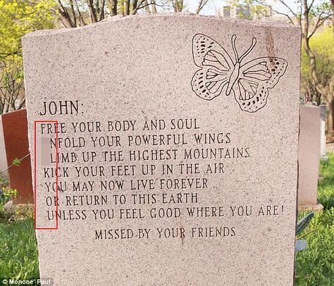 Hidden message: One grave appears to have an innocent, poetic inscription, but the first letters of each word actually spell out 'f**k you' I Like You Hidden Message, Hidden Messages, Hidden Message, Living Forever, Tombstone, Game Development, Riddles, Feel Good, How Are You Feeling