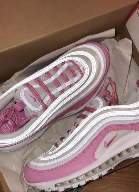 Air Max 97 Outfit Women, Nike Air Max 97 Pink, Nike 97s, Nike 97, Nike Airmax 97, Pretty Sneakers, Trendy Shoes Sneakers, Preppy Shoes, Pretty Shoes Sneakers