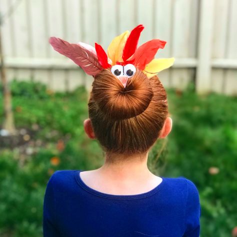 Thanksgiving Turkey Hair Aesthetic Thanksgiving, Thanksgiving Hairstyles, Thanksgiving Hair, Wacky Hair Days, Wacky Hair, Winter Hair Color, Holiday Hairstyles, Crazy Hair Days, Teen Hairstyles