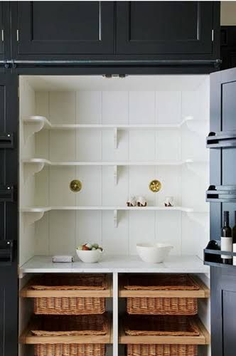 Wicker Drawers, White Shelving, Plain English Kitchen, Bespoke Kitchen Design, Plain English, English Kitchen, Diy Kitchen Renovation, Home Improvement Loans, English Kitchens