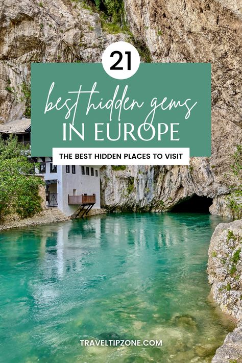 Europe is huge and diverse, which means there are always new places for travelers to discover. In this article we have collected some of the attractions that are relatively lesser-known European destinations. Places that are real hidden gems. They are worth a visit before they become too popular. So here is the list of the best hidden gems in Europe. Hidden Travel Destinations, Best Places To Visit Europe, Europe Adventure Travel, Quick European Trips, Must See In Europe, Underrated Places In Europe, Best European Cities To Visit In Summer, Best Place To Visit In Europe, Best Places In Spain To Visit