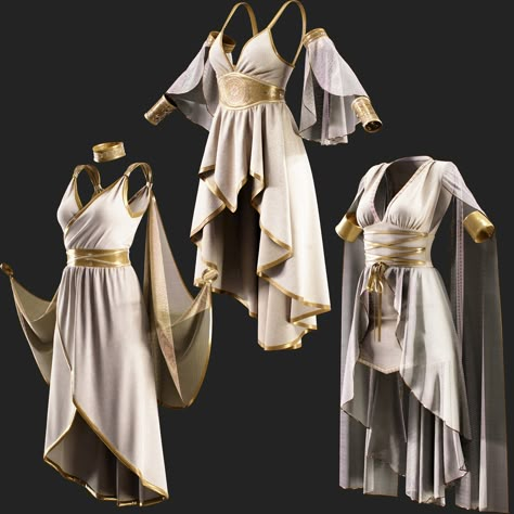 Greek Fantasy Outfit, Greek Mythology Inspired Outfits, Divine Sorcerer, Artemis Outfit, Artemis Cosplay, Fantasy Attire, Greek Outfit, Dress Armor, Water Movement