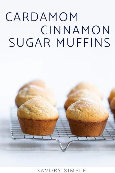 Impress your friends and family with these easy cardamom cinnamon sugar muffins! They’re an excellent make-ahead breakfast and are also perfect for brunch. #cardamom #cinnamonsugarmuffins #muffins #savorysimple Cardamom Recipes, Cardamon Recipes, Cardamom Recipe, Cinnamon Sugar Muffins, Almond Muffins, Cardamom Buns, Air Fried Food, Banana Bread Muffins, Cinnamon Muffins