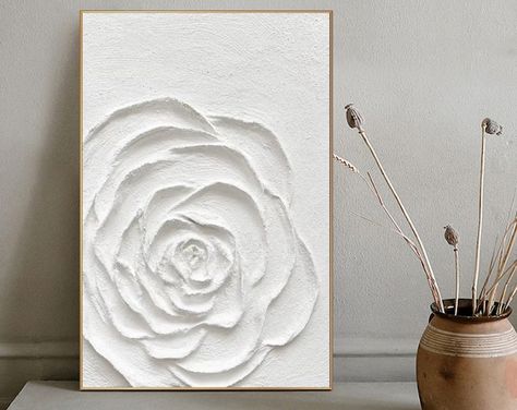 White Textured Wall Art, White Textured Wall, Cuadros Diy, White Abstract Painting, White Abstract Art, Stretched Painting, Textured Canvas Art, Plaster Art, Art Texture