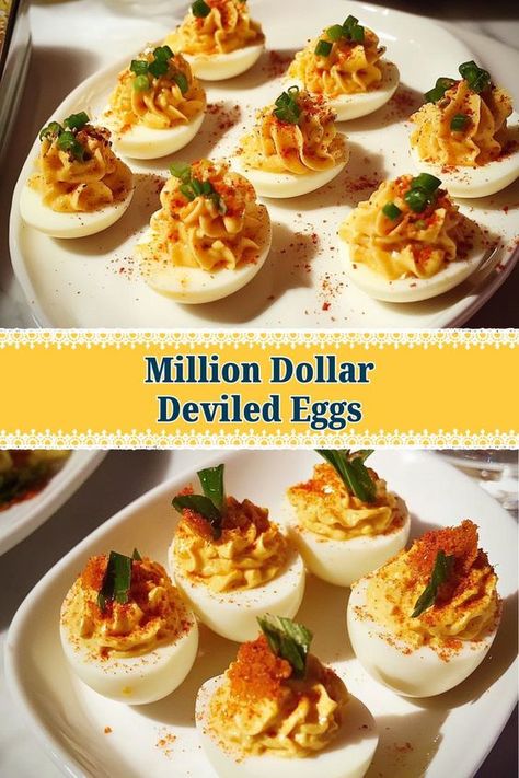 These gourmet deviled eggs are a delicious twist on a classic favorite! With a rich filling and a sprinkle of gourmet toppings, they’re sure to impress at any celebration, from holidays to casual get-togethers. Devilled Eggs Thanksgiving, Thanksgiving Eggs Deviled, Deviled Egg Ideas For Thanksgiving, Thanksgiving Appetizers Deviled Eggs, Thanksgiving Recipes Deviled Eggs, Million Dollar Eggs, Best Delived Eggs, Curried Deviled Eggs, Deviled Eggs Recipe Best Thanksgiving Appetizer