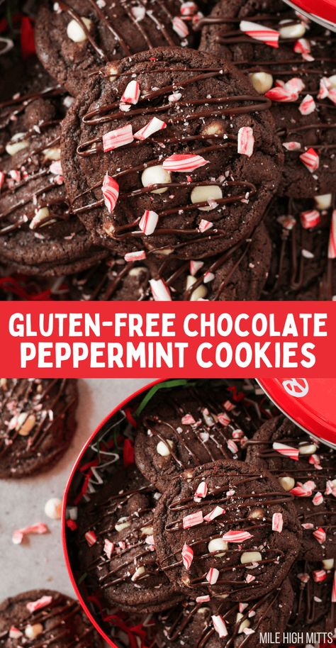 Gluten Free Holiday Cookies, Gluten Free Christmas Cookies, Chocolate Peppermint Cookies, Gluten Free Candy, Gluten Free Holiday, Gluten Free Cookie Recipes, Gluten Free Christmas, Gluten Free Sweet, Peppermint Cookies