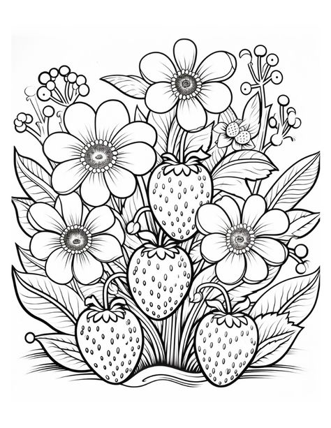 Free Printable Strawberry Coloring Pages Embroidery Coloring Pages, Printable Coloring Pages Adults, Strawberry Colouring Pages, Free Coloring Sheets For Adults, Strawberry Coloring Pages Free Printable, Nature Colouring Pages, Color Pages Free Printable, Free Printable Coloring Pages For Kids, Coloring Pages Landscape