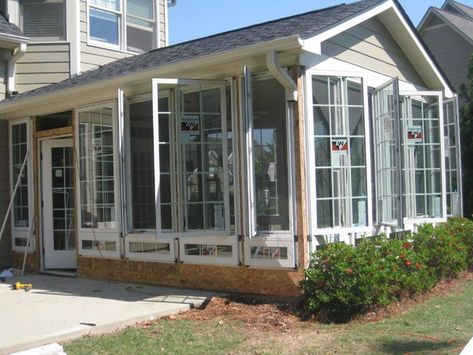 Simple Sunroom Windows That Open | Sunroom windows, Porch windows, Sunroom designs Sunroom Exterior, Windows With Screens, Porch To Sunroom, Sunroom Windows, Glass Porch, 4 Season Room, Screened Porch Designs, Four Seasons Room, Sunroom Addition