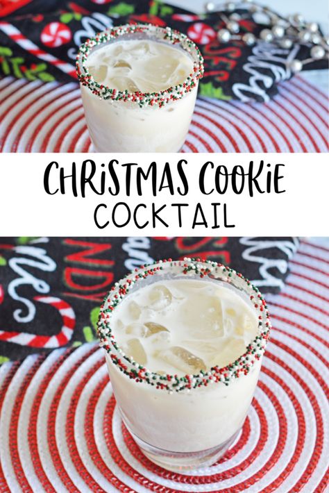 A white russian-esque Christmas Cookie cocktail that makes you think of your favorite Christmas sugar cookies. Yum! Frozen Holiday Drinks, Christmas Food Crockpot, Sugar Cookie Martini With Rumchata, Drinks Made With Vanilla Vodka, Vodka Based Christmas Cocktails, Christmas Drink With Vodka, Christmas Party Food Gluten Free, Christmas Cocktails Easy Vodka, Tippy Cow Recipes Drinks