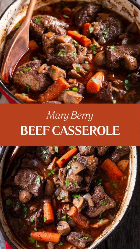 Mary Berry Beef Casserole Beef And Red Wine Casserole, Mary Berry Beef Stew, Braised Stew Meat Recipes, Beef Casserole Recipes Slow Cooker, Easy Beef Casserole Recipes, Beef Casserole Recipes For Dinner, Recipes Using Beef Broth, Casserole Recipes Beef, Casseroles Beef