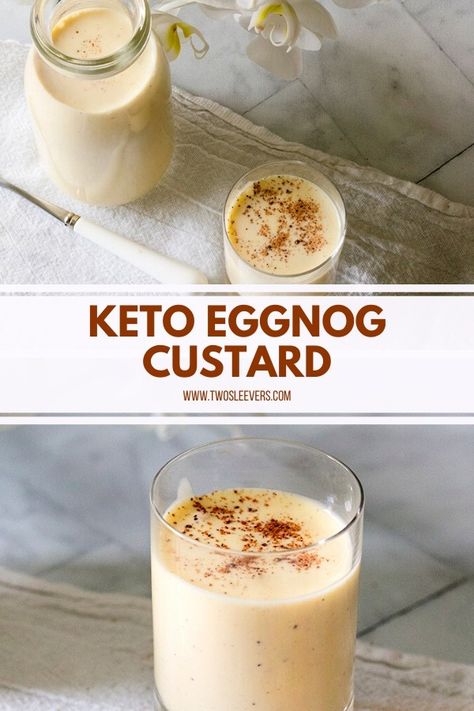 Once you've tried this Eggnog Custard it's sure to become a holiday classic in your home! It's low carb, only 5 ingredients and made in your microwave! Low Carb Eggnog Recipe, Eggnog Custard, Desserts Low Carb, Keto Eggnog, Low Carb Christmas Recipes, Keto Beverages, Keto Favorites, Eggnog Recipes, Recipes Winter