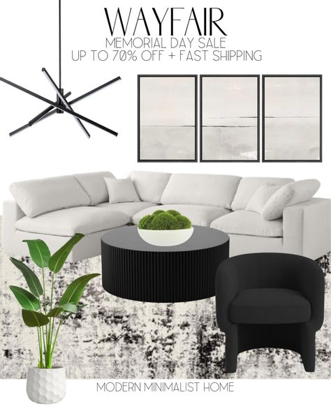 Shop Cambry Upholstered Barrel Chair and other curated products on LTK, the easiest way to shop everything from your favorite creators. White Couch Black Rug, Black And Neutral Living Room Modern, Wayfair Couch, Wayfair Rugs, Modern Living Room Black, Black Sofa Living Room Decor, Monochrome Living Room, Room Amazon, Living Room Decor Neutral