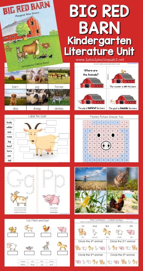 Farm Theme Kindergarten, Farm Unit Kindergarten, Farm Kindergarten, Alphabet Chart Printable, Literature Unit Studies, Homeschooling Kindergarten, Farm Books, Farm Unit, Big Red Barn