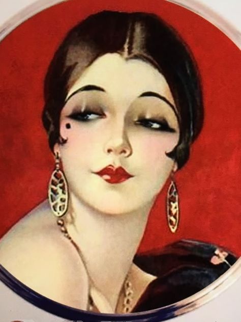 20s Flapper, A Woman, Makeup, Red, Black, Art, Make Up