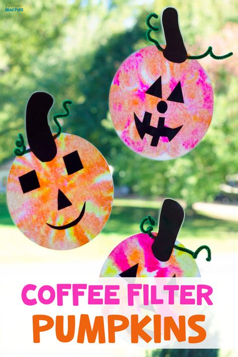 Simple Jack, Mud Pies, Bricolage Halloween, Hallowen Ideas, Coffee Filter Crafts, October Crafts, Fall Art Projects, Suncatcher Craft, Fun Halloween Crafts