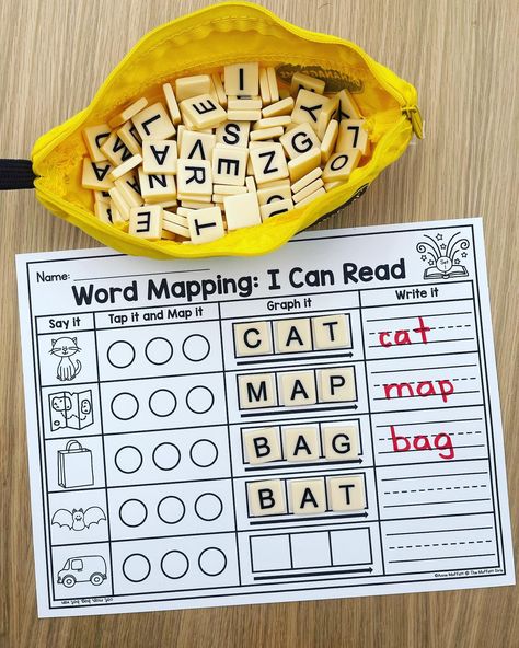 Word Mapping, Homeschool Preschool Activities, Homeschool Learning, Kindergarten Ideas, Literacy Center, Teaching Phonics, Kindergarten Learning, Classroom Printables, Homeschool Activities