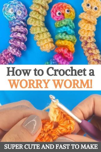 How To Make Worry Worms, Easy Crochet Worry Worm, How To Crochet Worry Worms, How To Make A Worry Worm, Free Worry Worm Crochet Pattern, Worry Worm Pattern Free, Knitted Worry Worm Pattern, Crochet Worry Worms Free Pattern, Super Quick Crochet Gifts